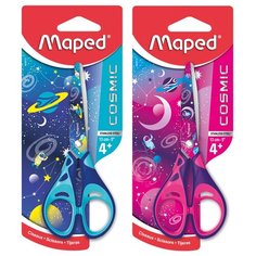 Ножницы детские Maped "Cosmic Kids",13см, прорез.руч.и декор.лезв, симметр, узор космос, блист,ассор