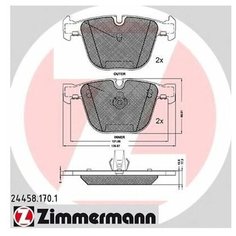 Комплект тормозных колодок Zimmermann 24458.170.1 для BMW X5 E70,F15, F85, X6 E71, E72,F16, F86