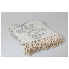 ТМ Ярослав Плед 100% хлопок жаккард 140x200 веточка серая 4_01