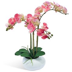 Искусственные цветы Орхидея Фаленопсис 3 ветки в керамическом кашпо Gerard de ros