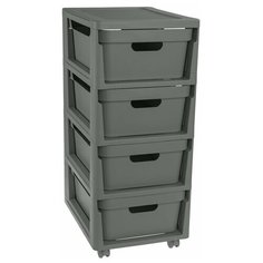 Комод на колесах LUXE, 4 ящика, 300х385х690 мм(серый) Econova