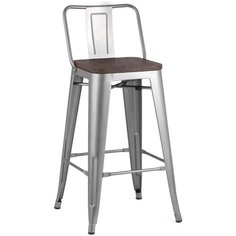 Стул STOOL GROUP Tolix 88 см, металл, цвет: серебристый матовый/темное дерево