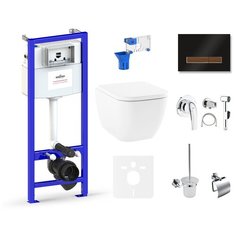 Комплект 10 в 1 Lavinia Boho One 75110525, унитаз, сиденье микролифт, инсталляция, крепление, клавиша смыва, шумоизоляция, диспенсер, ершик, смеситель с гигиеническим душем, держатель туалетной бумаги