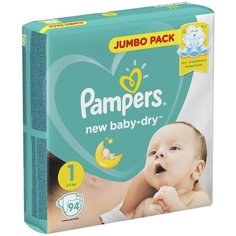 Pampers подгузники New Baby Dry 1 (2-5 кг), 94 шт.