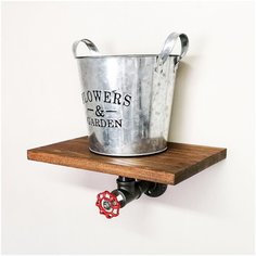 Настенная полка из дерева и труб в стиле Лофт Декор Цех