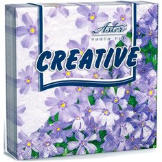 Салфетки бумажные "Creative" Незабудки, 25х25 см, 3 слоя Aster