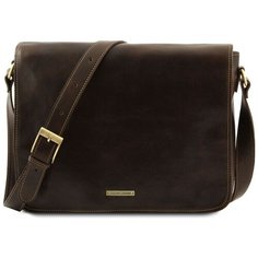 Кожаная сумка мессенджер Tuscany Leather Messenger double TL90475 Темно-коричневый