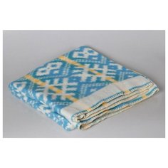 ТМ Ярослав Одеяло 70% шерсть жаккард 170х205 Орнамент голубой 2_2