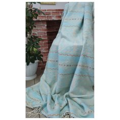 ТМ Ярослав Плед 100% хлопок жаккард 140x200 арт. 3 Орнамент (бежево-голубой) пл. 340 гр.