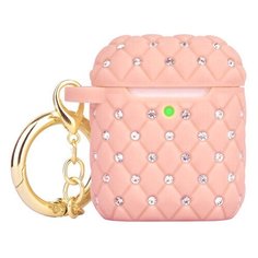 Чехол Crystal для AirPods 1/2, кольцо-карабин, коричневый/белый, Deppa 47316