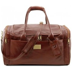 Дорожная кожаная сумка Tuscany Leather Voyager с боковыми карманами большой размер TL141281 Коричневый
