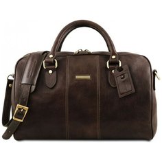 Дорожная кожаная сумка Tuscany Leather Lisbona даффл маленький размер TL141658 Темно- коричневый