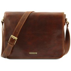 Кожаная сумка мессенджер Tuscany Leather Messenger double TL90475 Коричневый