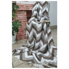 ТМ Ярослав Плед 100% хлопок жаккард 170x200 Зигзаг коричневый пл. 340 гр.