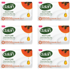 Dalan Cream Care Увлажняющее Молочное мыло Солнечная Папайя и Молоко, 6 шт по 150 гр