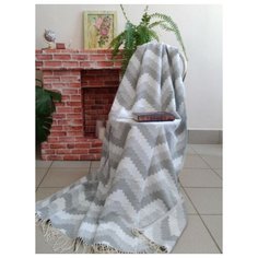ТМ Ярослав Плед 100% хлопок жаккард 170x200 Зигзаг серый пл. 340 гр.