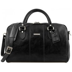 Дорожная кожаная сумка Tuscany Leather Lisbona даффл маленький размер TL141658 Черный