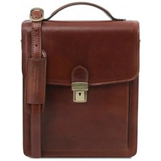 Большая кожаная барсетка Tuscany Leather David TL141424 Коричневый