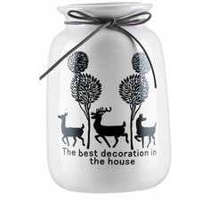 Ваза декоративная TODI "Deer" керамика (12х12х17,5 см цвет: белый