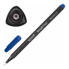 Ручка капиллярная (линер) MAPED (Франция) "Graph Peps", синяя, трехгранная, корпус черный, линия письма 0,4 мм, 749120 3 шт