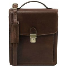 Большая кожаная барсетка Tuscany Leather David TL141424 Темно- коричневый