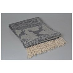 ТМ Ярослав Плед 50% шерсть 140x200 Олени серые арт. 3_30