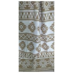 Одеяло 100% хлопок жаккард 140х205 Орнамент с зигзагом (бежевый) в канте Ярослав