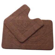 Набор ковриков для ванной комнаты коричневый 50х50 и 50х80 арт. УКВ-10114 Kamalak Tekstil