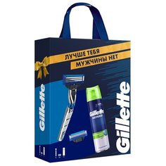 Набор Gillette бритва Gillette Mach3 Turbo с 2 сменными кассетами и гель для бритья