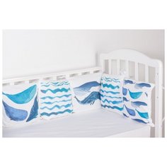 Forest kids Бортик в кроватку Cute Whale голубой/белый