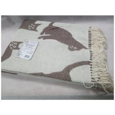 Плед "Ярослав" хлопковый "Кошки" коричневые. 140х200