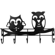 Вешалка настенная "Совы" 5 крючков черный Istok