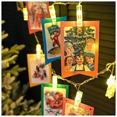 Новогодняя светодиодная гирлянда 4 м Прищепки желтый Baziator