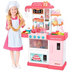 Игровой набор "Кухня", кран с водой, плита с паром, еда меняет цвет, сенсорный дисплей, холодильник, свет, звук, игрушка для детей, игрушка для девочек, игрушка для мальчиков, юным хозяйкам, игрушечная кухня, интерактивная кухня, сюжетно- ролевые игры Компания Друзей