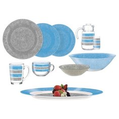 Столовый сервиз Luminarc Stony Blue Grey Mix & Match Q4728, 6 персон, 46 предм., голубой/серый