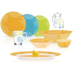 Столовый сервиз Luminarc Simply Gardenia N2225, 6 персон, 46 предм., прозрачный/разноцветный