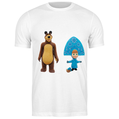 Футболка Printio 1581084 кукла-девочка маша и миша. Смешные озорные, размер: S, цвет: белый