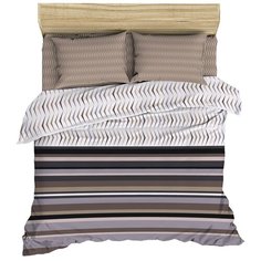 Постельное белье евростандарт Василиса Благородный антрацит, поплин, 2 наволочки 70 х 70 см, бежевый/коричневый