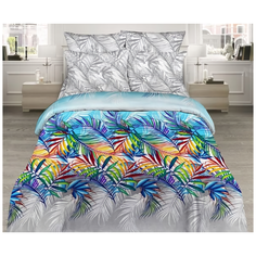 Постельное белье евростандарт Василиса 7099, бязь, 2 наволочки 70 х 70 см, синий/серый