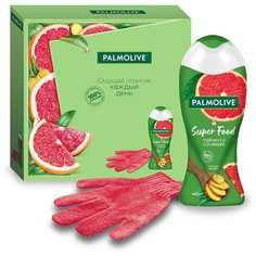 Подарочный набор Palmolive Гель для душа Super food Грейпфрут и сок имбиря + перчатка