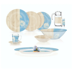 Столовый сервиз Luminarc Nordic Hevea Blue Q4324, 6 персон, 46 предм., бежевый/голубой