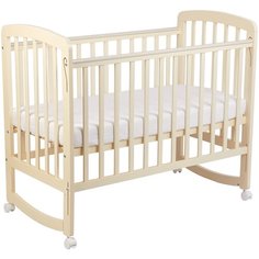 Кроватка для новорожденных, колесо-качалка Mr Sandman Flash, 0-48 мес из массива березы, гипоаллергенные материалы, 120х60 см, цвет бежевый.