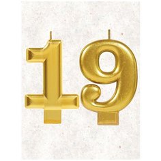 Свеча для торта цифра " 19 " 8 см золото 19 лет Веселая Затея