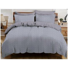 Постельное белье семейное Cleo Pure cotton 183-PC, поплин, 4 наволочки: 50 х 70 и 70 х 70 см, серый