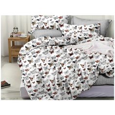 Постельное белье евростандарт Cleo Pure cotton 190-PC, поплин, 4 наволочки: 50 х 70 и 70 х 70 см, белый/серый