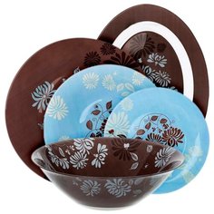 Столовый сервиз Luminarc Tamako Brown N9718, 6 персон, 46 предм., коричневый/голубой
