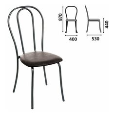 Стул для столовых, кафе, дома "Вереск", черный каркас, кожзам черный, СМ7/6-05 К-01 Дебют