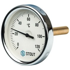 Термометр биметаллический STOUT SIM-0001-807515 с погружной гильзой. Корпус Dn 80 мм, гильза 75 мм 1/2
