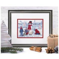 Набор для вышивания Dimensions Building a Snowman (Лепка снеговика) 8993