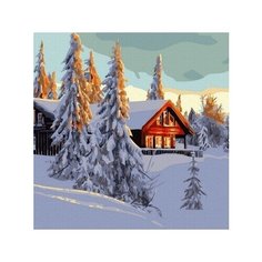 Картина по номерам Домик в зимнем лесу, 30x30 см. Molly